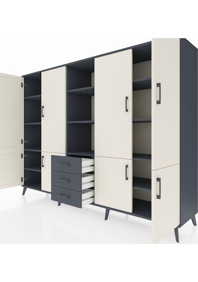 Hyperion Dolap 11 Raflı 3 Çekmeceli 8 Kapaklı 220x44x163 Antrasit Antrasit-aytaşı/antrasit Hyperion Dolap 11 Raflı 3 Çekmeceli 8 Kapaklı 220x44x163 Antrasit Antrasit-aytaşı/antrasit