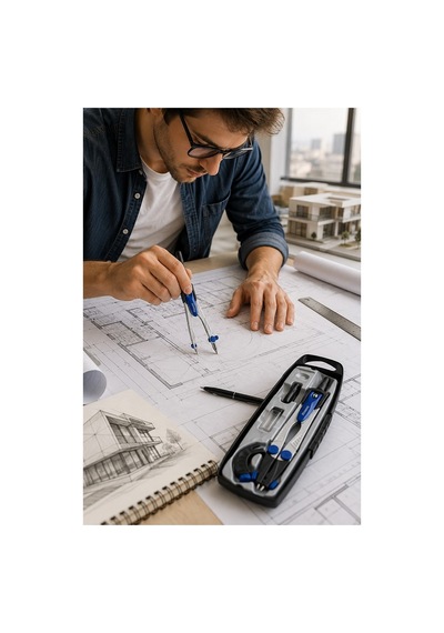 Metal Pergel Seti 1 Adet Maped 538700 Technic Compact Profesyonel Pergel Çizim Proje Matematik Geometri Mimar Mühendis