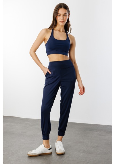 Genius Store Kadın Yüksek Bel Jogger Eşofman Altı Joggers New-joger Lacivert