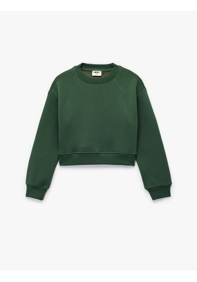 Koton Uzun Kollu Bisiklet Yaka Basic Sweatshirt Yeşil 6wkg10556ak