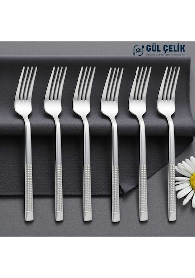 Tatlı Çatalı 6'lı Hasır Model Paslanmaz Çelik 18/0 Paslanmaz Çelik