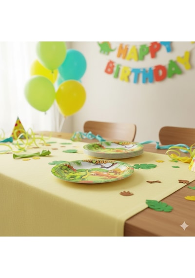 Sevimli Dinozor Temalı Karton Tabak - 23 Cm Parti Tabağı 8'li