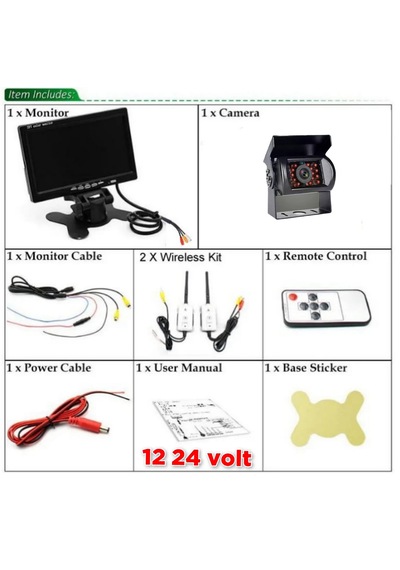 Kablosuz 7 İnç Monitör Metal Kasa Kamera Set Kayıt Yapmaz 12 24 V