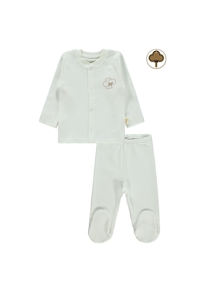 Civil Baby Bebek Organik Pijama Takımı 0-6 Ay Ekru 22330R024SS1-3 Ekru
