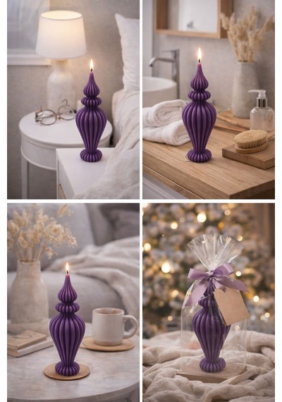 Dekoratif Lüks Soya Mum,el Yapımı Doğal Mum,uzun Yanma Süreli Modern Ev Hediyesi,ev Süsü Mor 210 G Mor