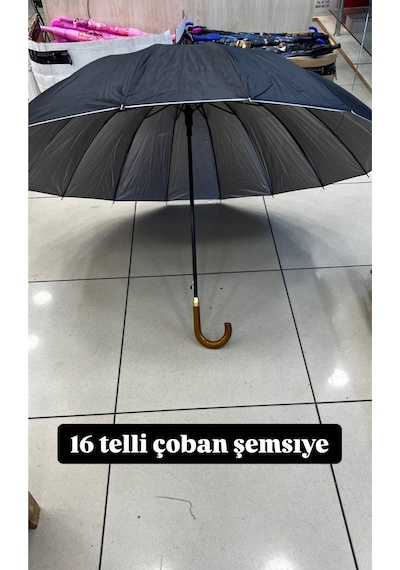 Rainwalker Çoban Şemsiye 16 Telli Siyah