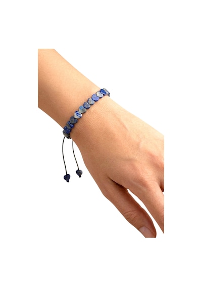 Kalp Kesim Doğal Lapis Lazuli Bileklik Makrome Ayarlı 676-3 Lacivert