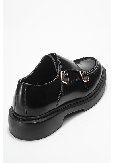 Dericlub Erkek Kemerli Loafer Ayakkabı Gerçek Deri T575 Siyah