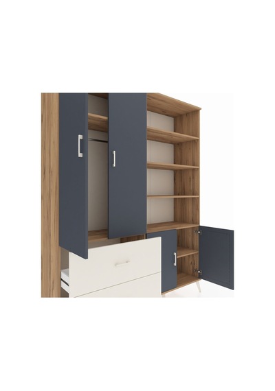 Hyperion Gardrop 7 Raflı 2 Çekmeceli Tek Askılı 176x44x221 Çam-antrasit/aytaşı Beyaz Hyperion Gardrop 7 Raflı 2 Çekmeceli Tek Askılı 176x44x221 Çam-antrasit/aytaşı Beyaz
