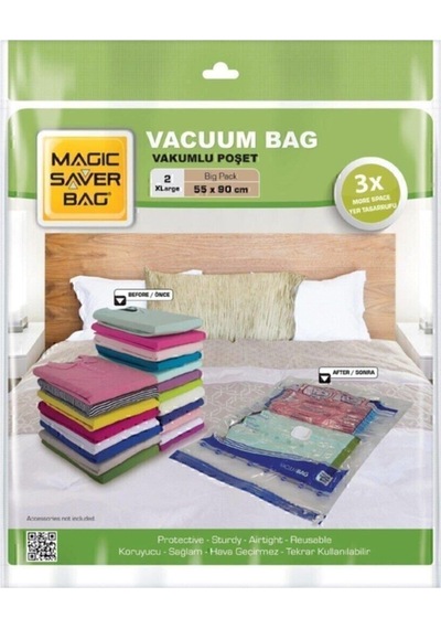 Vakumlu Poşet Xl 55x90cm 1 Paket Plastik Beyaz Diğer