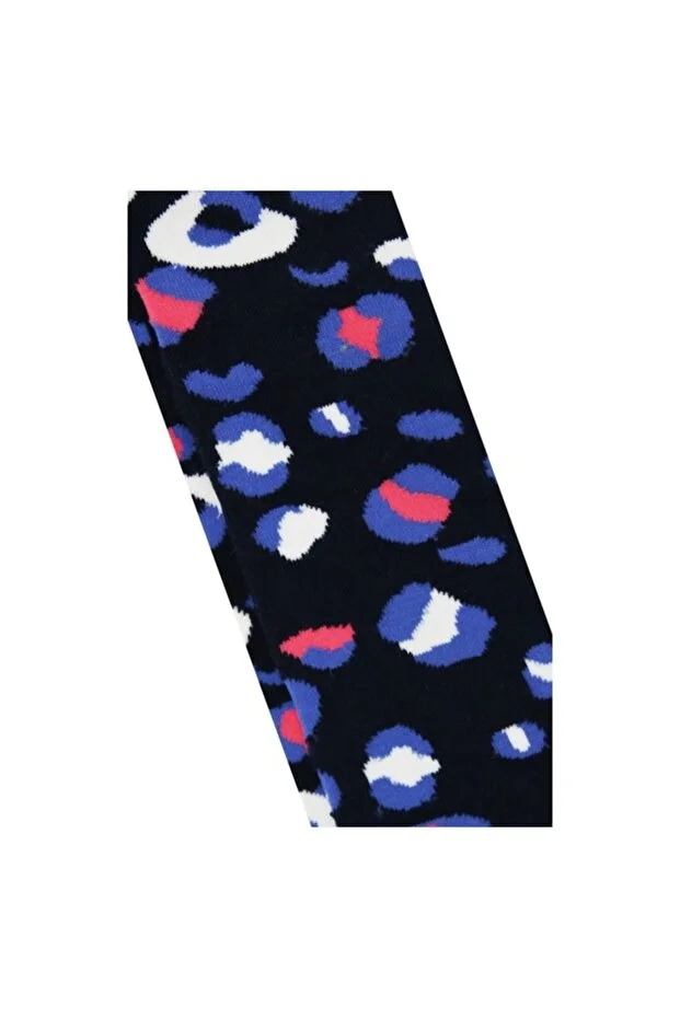 Veraye Socks Leopar Desenli Kız Çocuk Külotlu Çorap Açık Gri Krem-siyah-gri