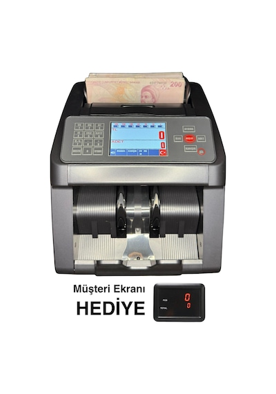 Sesli Karışık Para Sayma Makinesi Mıx 80 New, Tl Ve Euro Karışık Sayım - Dolar Adet Sayım Müşteri Ekranı