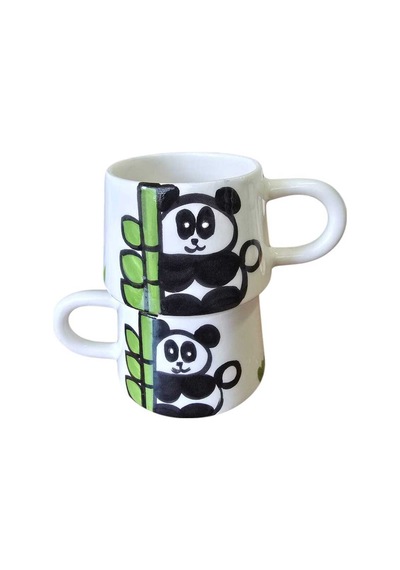2'li El Yapımı Panda İşlemeli Kupa Diğer