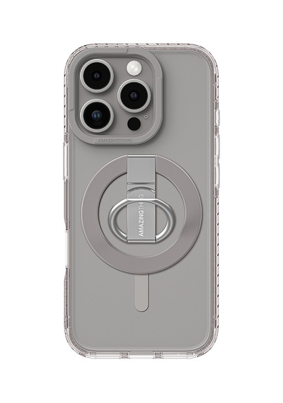 Apple iPhone 16 Pro Uyumlu Kılıf Magsafe Şarj Özellikli Yüzük Standlı Amazingthing Titan Pro Serisi Kapak Gri