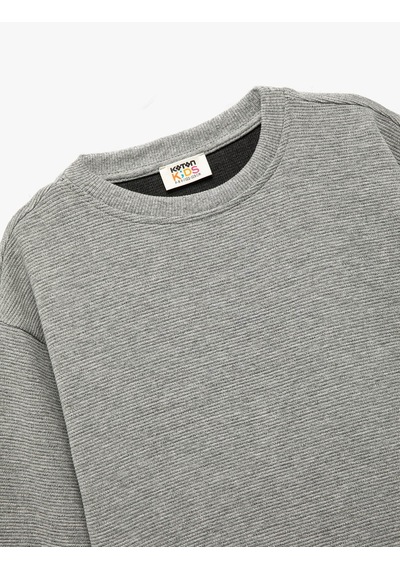 Koton Bisiklet Yaka Şardonlu Gri Erkek Çocuk Sweatshirt 6wkb10203tk Gri