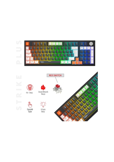 Gameagle Strike Plus Mk-96x2bar Mekanik Kablolu Işıklı Klavye