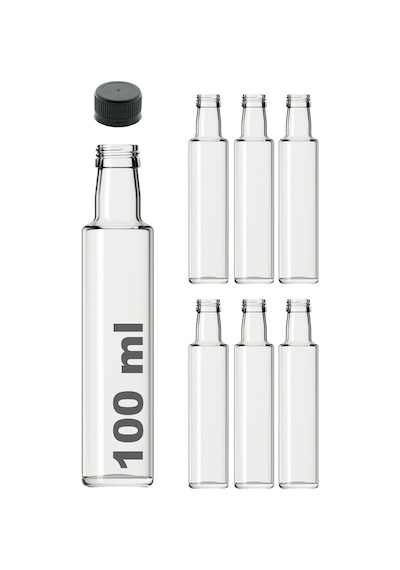 Afracam Dorika Şeffaf 100 Ml Sızdırmaz Kapaklı Boş Cam Şişe 6 Adet