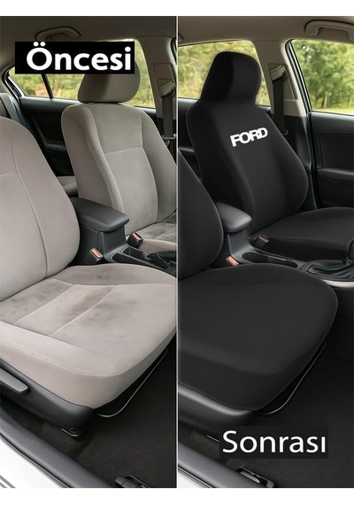 Terletmeyen Kumas Ve Birebir Uyum Sunan Ford Tourneo Courier İle Uyumlu Oto Koltuk Kılıfı Siyah Çok Renkli
