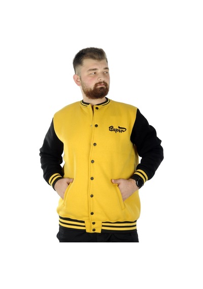 Mode Xl Büyük Beden Erkek Kolej Mont Süper 22614 Hardal 001