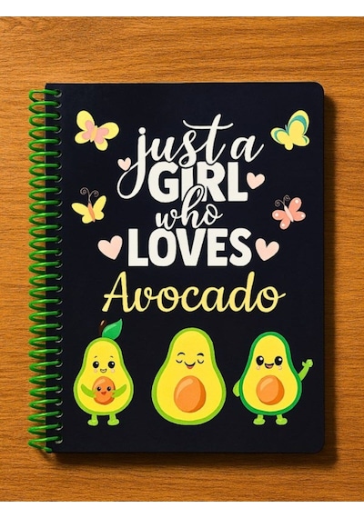 Öğrenci Ve Ofis Kullanımı İçin Uygun Just A Girl Who Loves Avocado Temalı Spiralli Kareli Defter