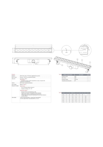 Paslanmaz Line Duş Kanalı / Izgarası 33 cm