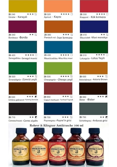 Rohrer &klingner Antik Mürekkep 28-modern Sanatçılar İçin Profesyonel Mürekkep 100ml 420-senegalblau Çok Renkli