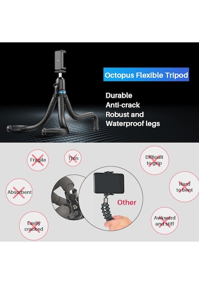 Apexel Profesyonel 30cm Esnek Ahtapot Tripod Ve Vlog Kiti Telefon Tutucu Gopro Dslr Uyumlu Apl-jj10