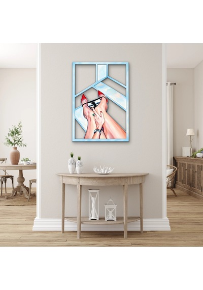 Kırmızı Topuklu Zarif Bacaklar Metal Tablo 47x65 Cm Çok Renkli