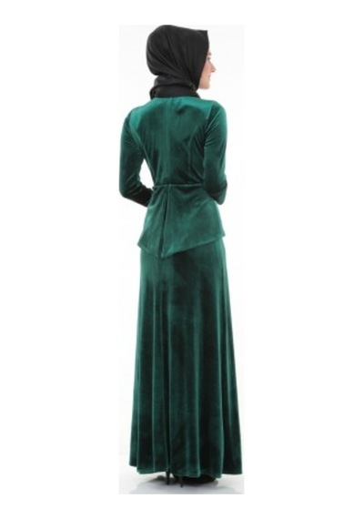 Nidya Moda Büyük Beden Elbise-4044Y Yeşil