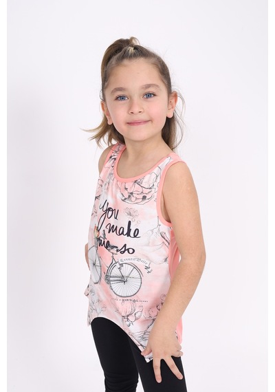 Toontoy Kids Toontoy Kız Çocuk Bisiklet Baskılı Atlet Somon