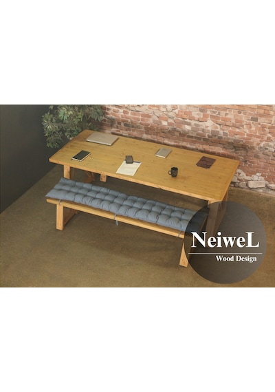 Neiwel Bues Doğal Ahşap Banklı Toplantı Masasıı x 100 x 280 Açık Ceviz