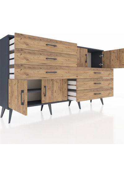 Arges Konsol 2 Raflı 6 Çekmeceli 4 Kapaklı 176x30x99 Antrasit-çam Atlas Çam/atlas Çam - Antrasıt Arges Konsol 2 Raflı 6 Çekmeceli 4 Kapaklı 176x30x99 Antrasit-çam Atlas Çam/atlas Çam - Antrasıt