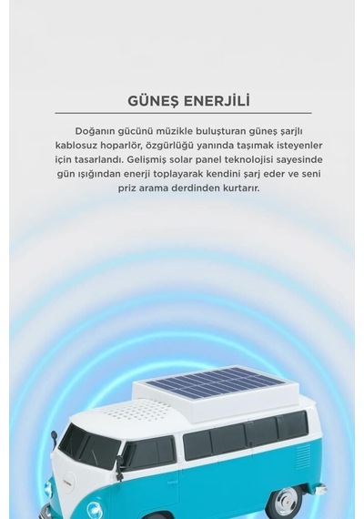Premium Dekoratif Oda Bahçe Bluetooth Hoparlör Retro Araba Vosvos D70 Yeşil