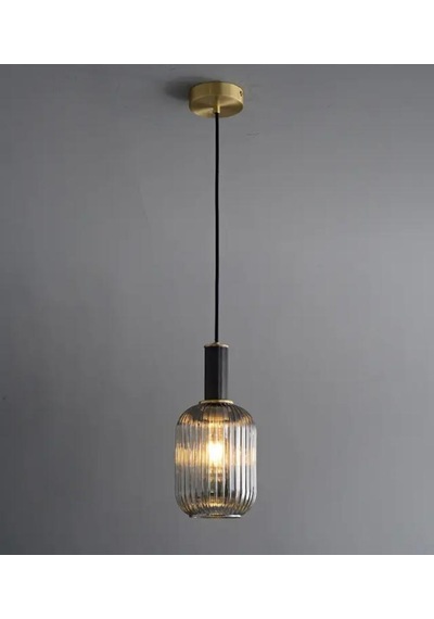 Rsylight Rustik Dekoratif Metal Modern Siyah Füme Opal Camlı Tekli Avize-rys9019090