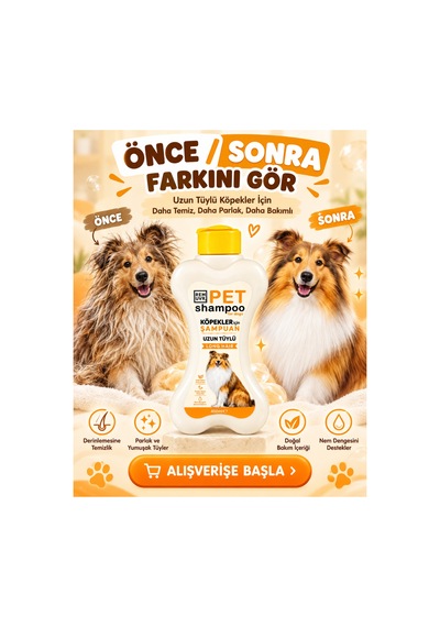 Uzun Tüylü Köpek Şampuanı 400 Ml Hassas Ciltler İçin Kolay Tarama, Yumuşak Ve Parlak Tüy Bakımı