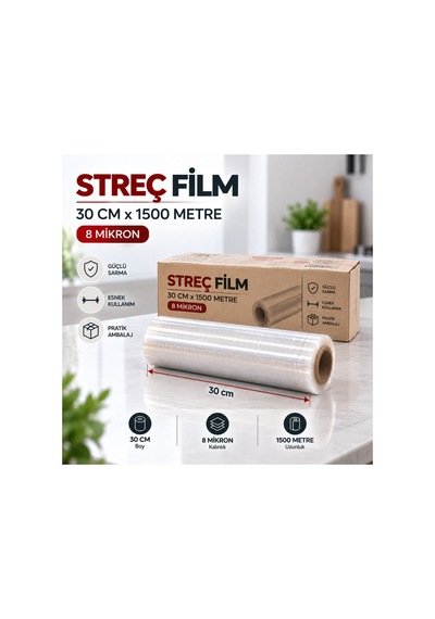 Streç Film 30 Cm X 1500 Metre 8 Mikron - 921054561