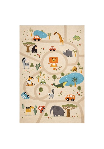 Kartela Halı Safari Yolculuğu Kaymaz Taban Çocuk Oyun Halısı - 120 X 180 Cm Çok Renkli