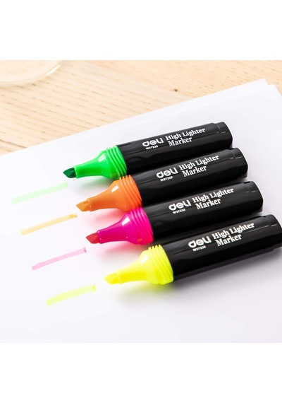 Deli Fosforlu Kalem 4'lü Paket Sarı-yeşil-turuncu-pembe 124-Pembe