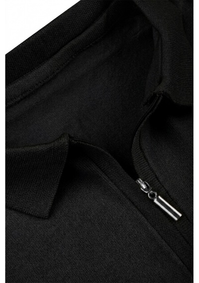 Deepsea Erkek Siyah Slim Fit Nefes Alan Pamuklu Polo Yaka Tişört Dar Kesim Likralı Triko Tişört 2505001 Siyah