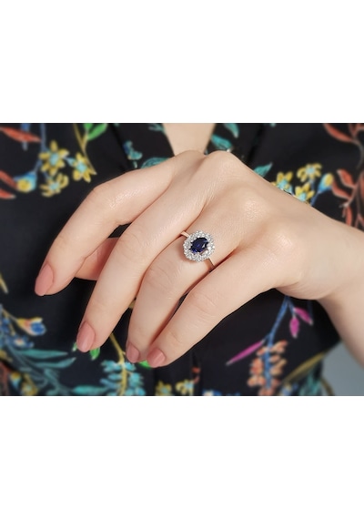 Sirius Pırlanta Ve Oval Safir Taşlı Anturaj Yüzük 0823R0172