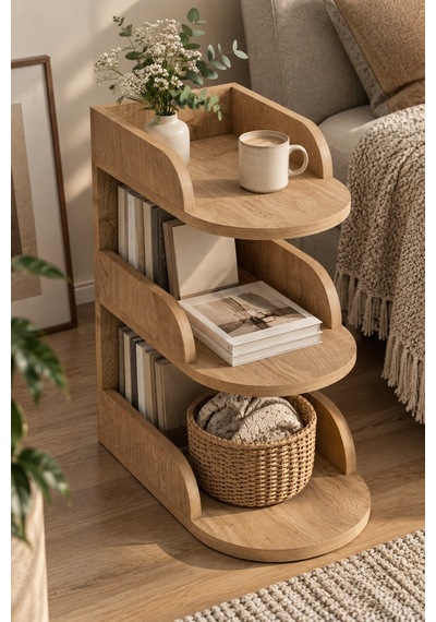 Sulorahome Yan Sehpa 60x43 Cm Açık Ceviz