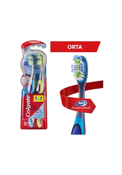 Colgate 360° Interdental Diş Arası Temizliği 1 + 1 Diş Fırçası Medium