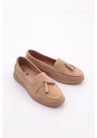 Dgn Ml5604-1 Kadin Loafer Ayakkabi Bej Süet