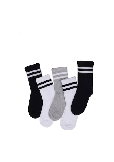 Katamino Çocuk Çorap Soket 3 Çift Unisex Beyaz-siyah-siyah-2138 Siyah