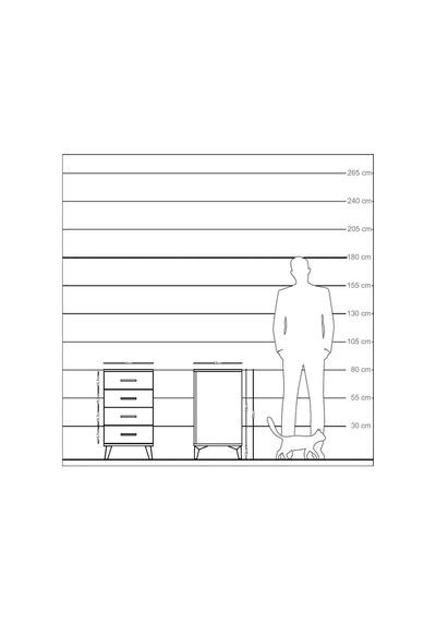 Kronos Komodin 4 Çekmeceli 44x59x80 Çam-antrasit Atlas Çam