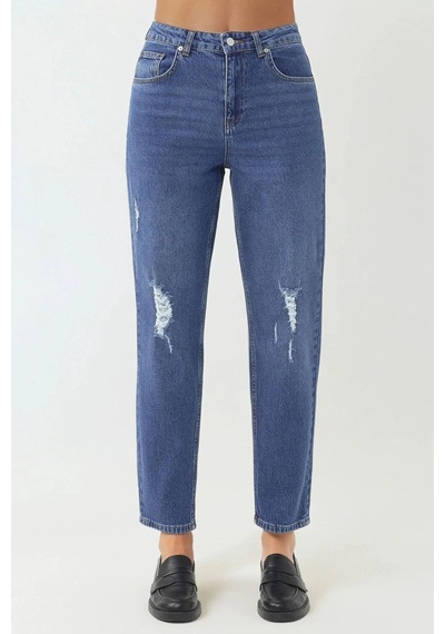 Hiccup Yırtık Detaylı Slim Fit Kot Pantolon Orta Mavi Denim