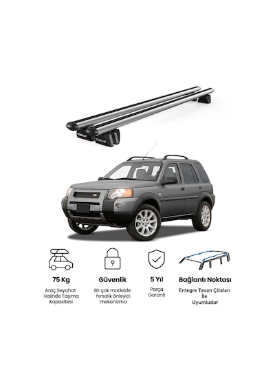 Pençe Land Rover Freelander 1997-2007 Ve Sonrası Uyumlu Gri Ara Atkı 109cm Port Bagaj Tavan Barı