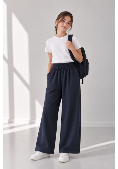 Angel&co. Girls Clothing Lacivert Kız Çocuk Eşofman Altı - Geniş Kesim Lacivert - 868273572 Lacivert