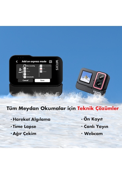 Sjcam Sj20 Dual Lens F1.3 Çift Kameralı Aksiyon Kamerası Siyah