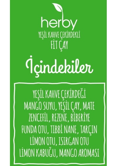 Herby Yeşil Kahve Çekirdekli Fit Çay 18'li